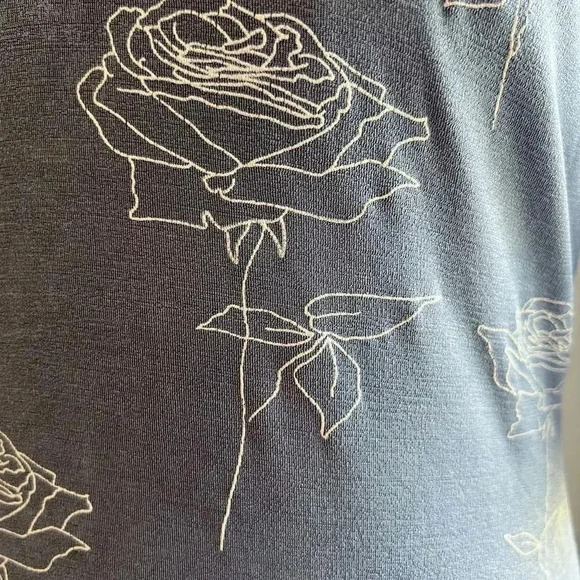 Vintage All That Jazz Gray Silver Stretch Floral Print Bodycon Mini Dress M 90s - Picture 5 of 6